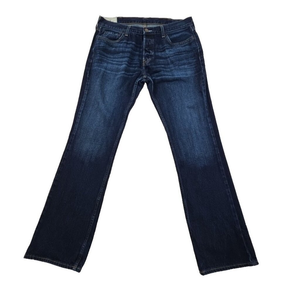 Hollister Jeans Men's 36x34 Dark Wash Straight Leg Button Fly 100% Cotton EUC